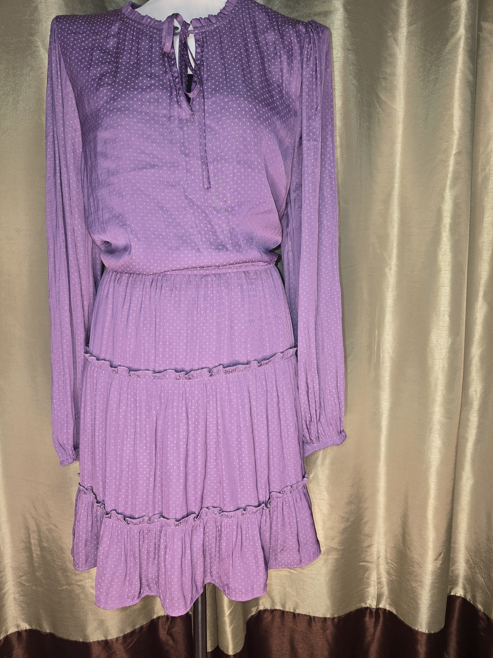 Cato Lavender Tiered Long-Sleeve Dress - Picture 3 of 10